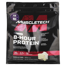 MuscleTech, Platinum, 8-Hour Protein, Vanilla Cake, 4.58 lbs (2.08 kg)