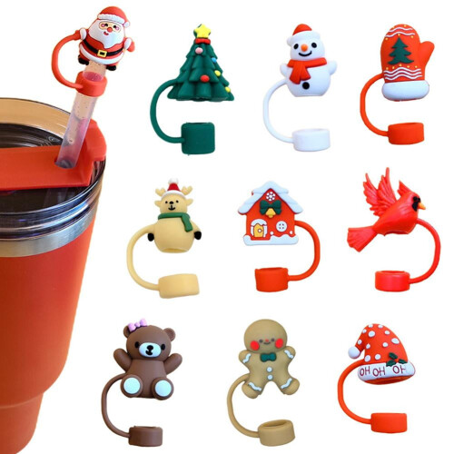 Christmas straw cover silicone dust plug 10mm 1