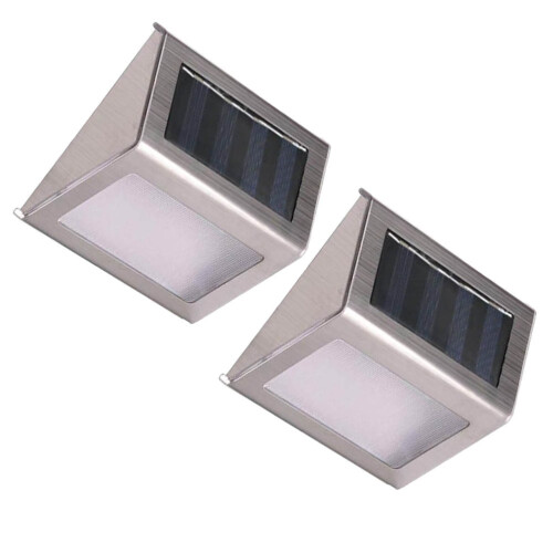 2 applique solari da esterno per piscina, lampade da parete, colore argento. 2