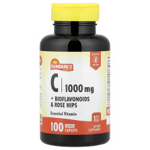 Sundance Vitamiinit, C + Bioflavonoidit & Rose Hips, 100 Kapselit