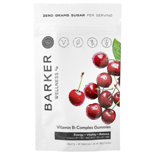 Barker Wellness Co, Vitamin B-Complex Gummies, Čerň, 30 Gummies
