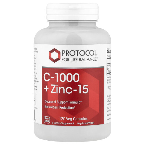 Protocol for Life Balance, C-1000 + Zn-15, 120 Kasvikapsulia
