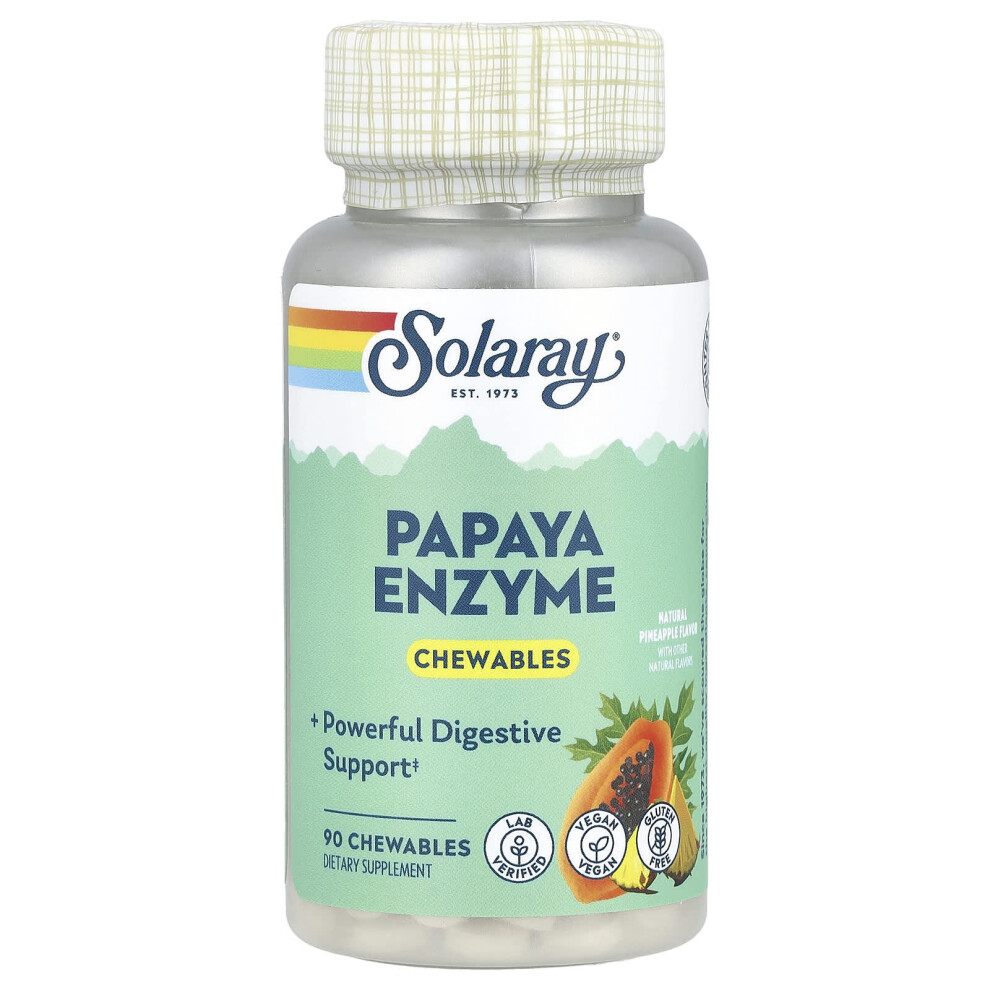 Solaray , Papaya Enzyme, Natural Pineapple, 90 Chewables