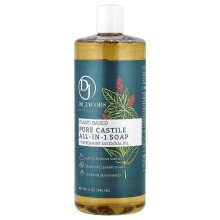 Dr. Jacobs Naturals, Plant-Based Pure Castile All-In-1 Zeep, Peppermint Essentiële Olie, 32 oz (946 ml)