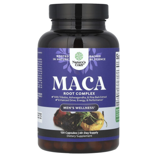 Nature's Craft, Mannenwelzijn, Maca Wortel Complex, 120 Capsules