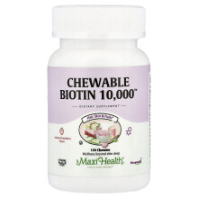 Chewable Biotin 10,000 od Maxi Health, Natural Strawberry, 10,000 mcg, 100 Chewies