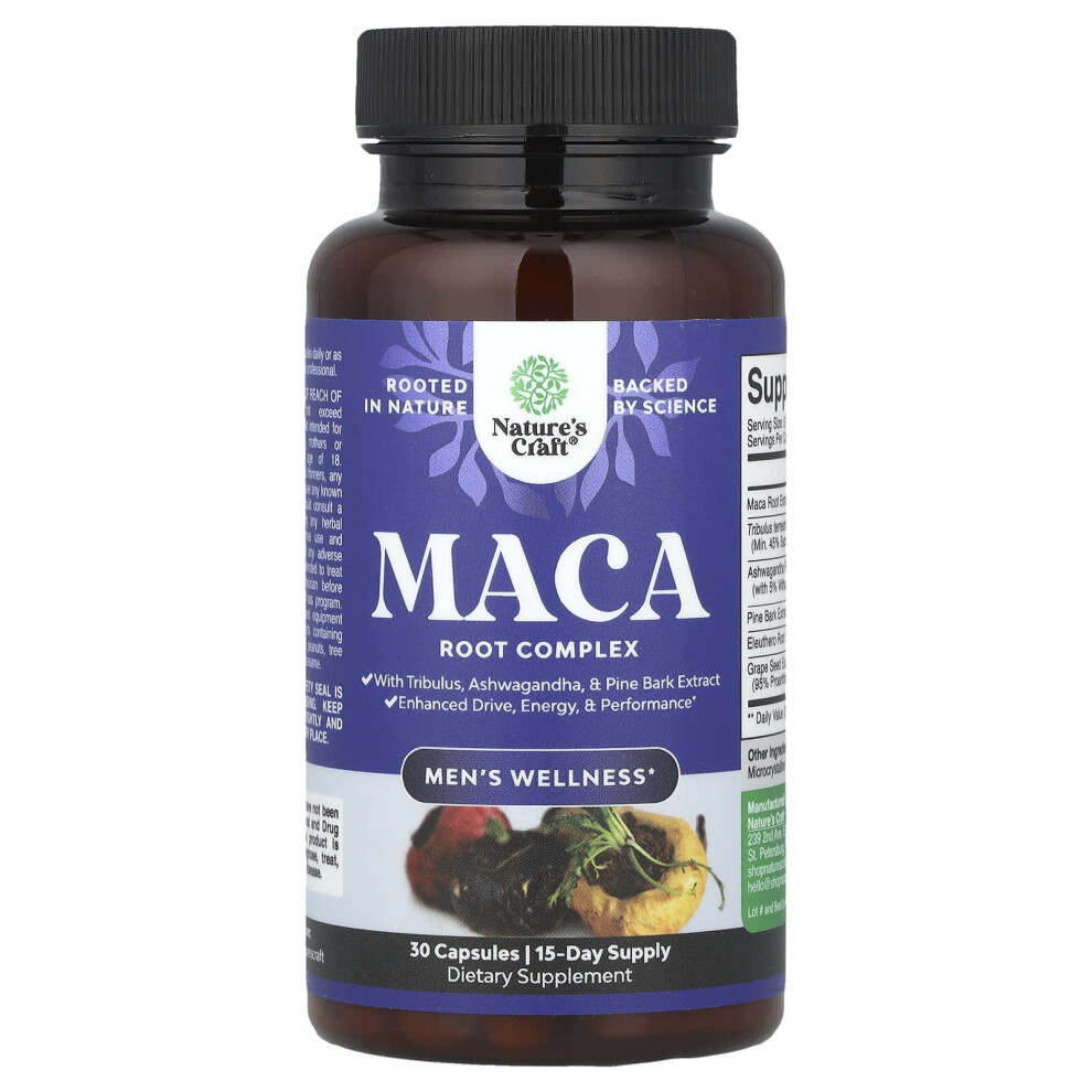 Nature's Craft , Men's Wellness, Maca Root Complex, 30 Capsules