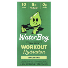 Waterboy, Hidratação de Treino, Bebida com Eletrólitos, Limão Limão, 10 Embalagens em Forma de Palito, 0,22 oz (6,2 g) Cada