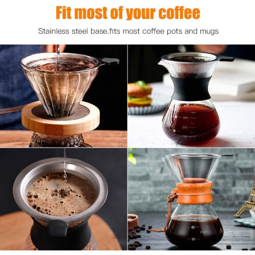 Φίλτρο καφέ Pour Over, από ανοξείδωτο ατσάλι, επαναχρησιμοποιήσιμο κωνικό στάλακα 2