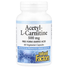 Natural Factors, Acetyl-L-Carnitin, 500 mg, 60 pflanzliche Kapseln (250 mg pro Kapsel)