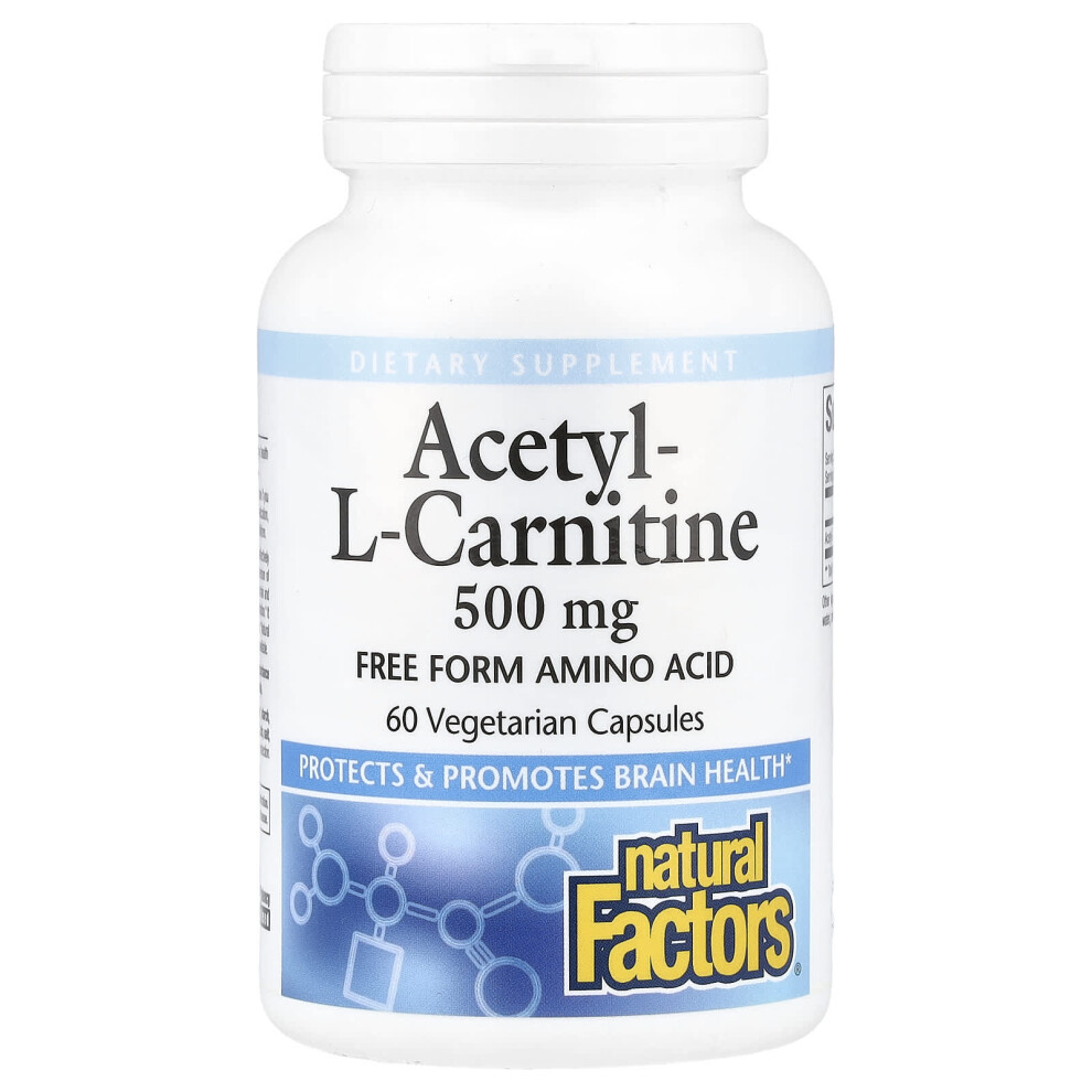Natural Factors , Acetyl-L-Carnitine, 500 Mg, 60 Vegetarian Capsules (250 Mg Per Capsule)