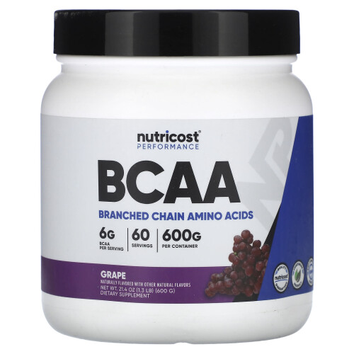 Complex de BCAA de Nutricost, Performance, Grape, 1.3 lb (600 g)