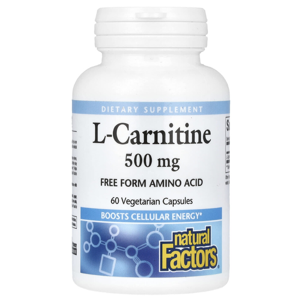 Natural Factors , L-Carnitine, 500 Mg, 60 Vegetarian Capsules