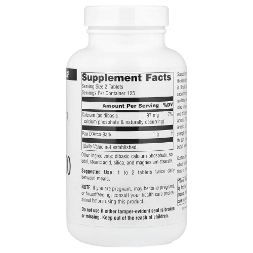 Source Naturals, Pau D'Arco, 500 mg, 250 Tabletek
