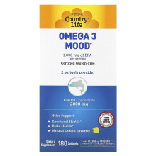 Country Life, Omega 3 Stimmings, Natuurlijke Citroen, 180 Zachte Gelatinecapsules