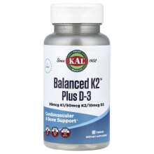 KAL, Balanced K2 Plus D-3, 60 Tabletten