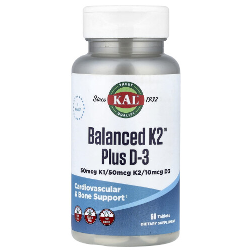 KAL, Balanced K2 Plus D-3, 60 Tabletten