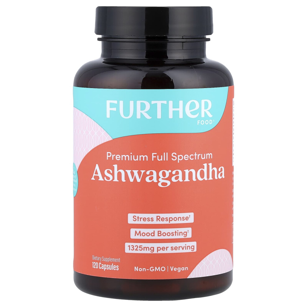 Фото - Вітаміни й мінерали Further Food, Premium Ashwagandha, Maximum Strength, 662,5 mg, 120 kapsułek wegetariańskich
