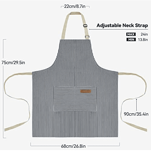 Kitchen Cooking Apron Adjustable Bib with 2 Pockets 2 Pack 1
