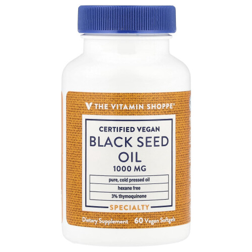 The Vitamin Shoppe, Μαύρος Σπόρος Ολίων, 1.000 mg, 60 Βεγάν Φυτικό-Φιαλίδια