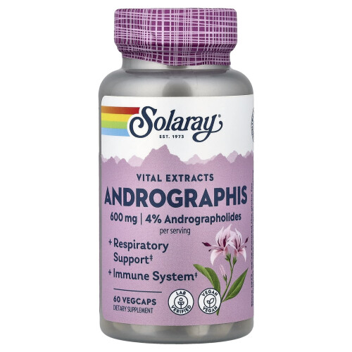 Solaray, Κρίσιμες Εξαγωγές, Ανδρογραφίς, 600 mg, 60 Βέγκαν Φύλλα (300 mg ανά Φύλλο)