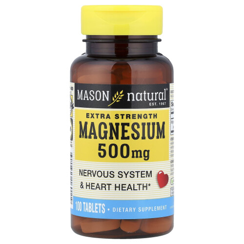 Mason Natural, Magnesium, Extra Strength, 500 mg, 100 Tablets