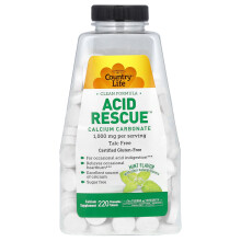 Country Life, Acid Rescue, Calciumcarbonaat, Munt, 1.000 mg, 220 Slikbaar Tablets (500 mg per Tablet)