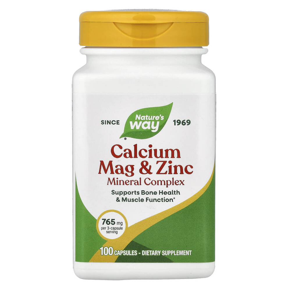 Фото - Вітаміни й мінерали Natures Way Nature's Way, Wapń Mag i Znak Minerale, 765 mg, 100 Kapsułek (255 mg na Kapsułkę)