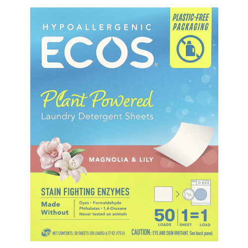 Earth Friendly Products, ECOS, Φυτικά Ενεργά Σουπερμαρκά, Μαντζουκιά & Λίλι, 50 Φύλλα