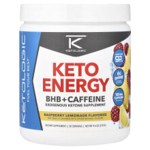 KetoLogic, Keto Energia, BHB + Cafeína, Raspberry-Lemonade, 8.9 oz (255 g)