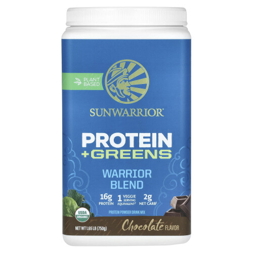 Sunwarrior, Warrior Blend, Eiwit + Groenten, Chocolade, 1.65 lb (750 g)