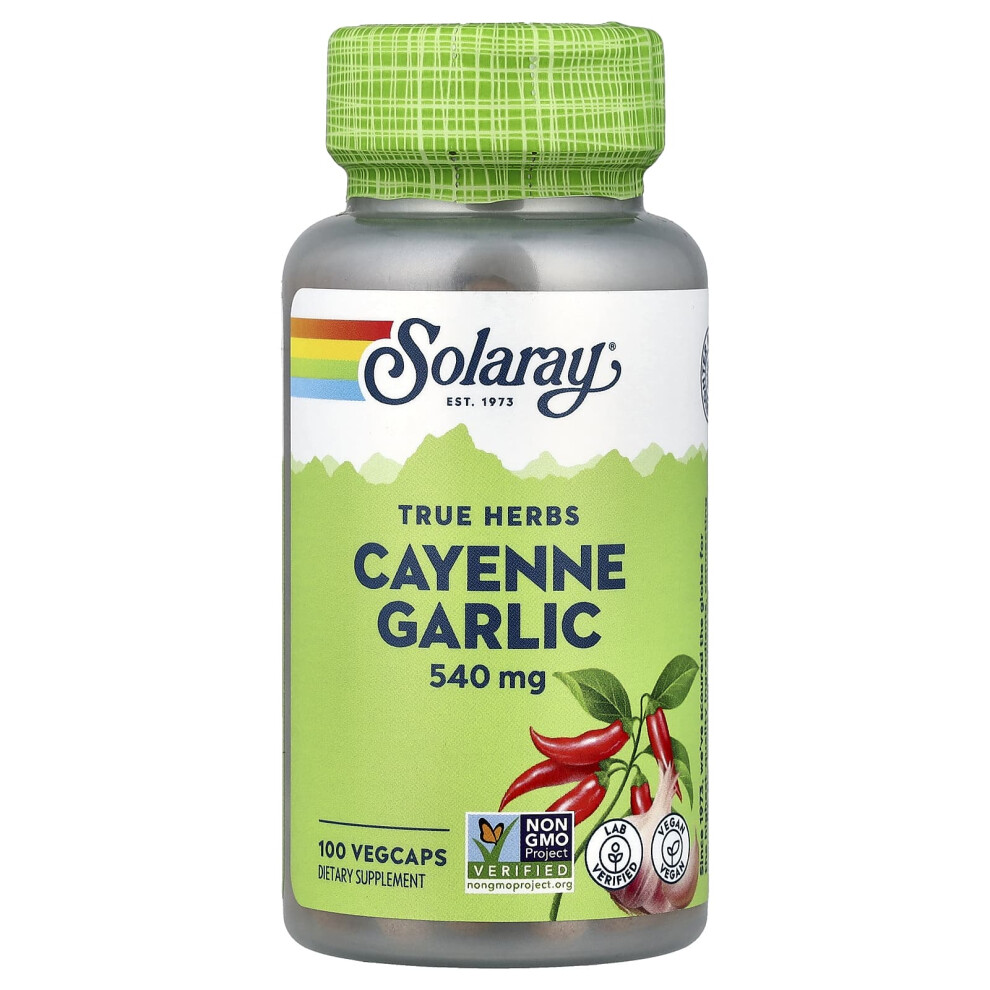 Solaray , True Herbs, Cayenne Garlic, 100 Vegcaps