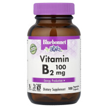 Bluebonnet Nutrition, Vitamin B2, 100 mg, 100 Zeleninové Kapištre