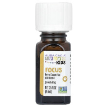 Aura Cacia, Kinderen, Pure Essentiële Olie Blend, Focus, 0,25 fl oz (7,4 ml)