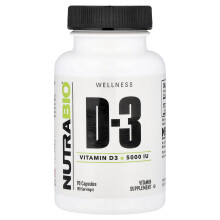 NutraBio, Vitamina D-3, 125 mcg (5,000 IU), 90 Cpsulas