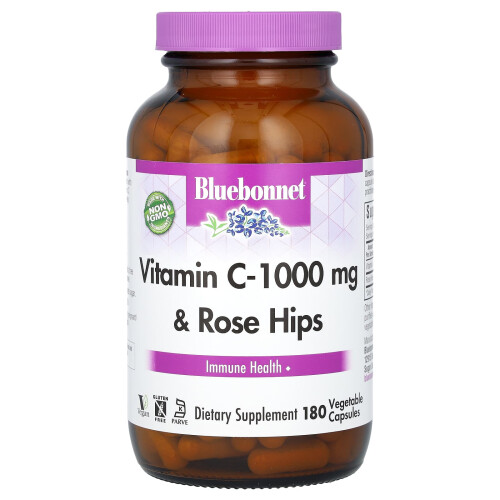 Bluebonnet Nutrition, Βιταμίνη C-1.000 mg & Ρόδινα Κάρυδα, 180 Βοτανογενή Καψούλες