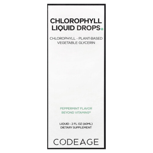 Codeage, Vegan, Chlorophyll+-Flüssigtröpfchen, Pfefferminze, 50 mg, 2 fl oz (60 ml)