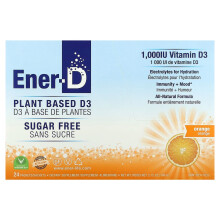 Ener-C, Ener-D, Vitamin D3, Hydratačná Effervescentná Nápojová Miešanica, Bez Cukru, Oranžová, 1,000 mg, 24 Packietov