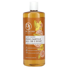 Dr. Jacobs Naturals, Plant-Based Pure Castille All-In-1 Zeep, Orange & Ginger Essentiële Olie, 32 oz (946 ml)