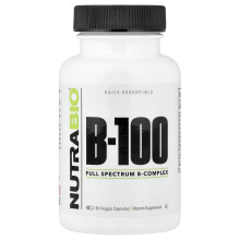 NutraBio, B-100, 90 Veggie Kapsuly