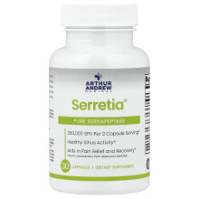 Arthur Andrew Medical, Serretia, Pure Serrapeptase, 30 Capsules (125,000 SPU per Capsule)