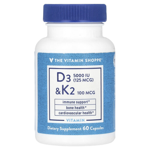 The Vitamin Shoppe, Vitamiini D3 & K2, 60 Kapseli