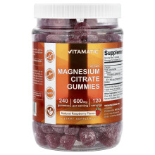 Vitamatic, Magnesium Citraat Gummies, Raspberrie, 240 Gummies (300 mg per Gummy)