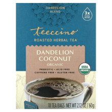 Teeccino, Organisk Rostad Örterisk Te, Dandelion Kokos, Koffeinfri, 10 Teveck, 2,12 oz (60 g)