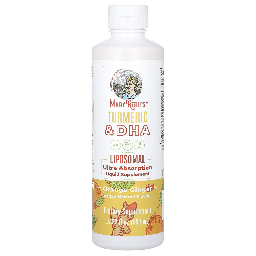 Maryruth's Orange Turmeric & Dha Liposomal Liquid Supplement, Ginger, 15.22 Fl Oz (450 Ml)