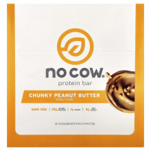 No Cow, Bar di Proteine, Chunky Peanut Butter, 12 Barre, 2.12 oz (60 g) Ogni