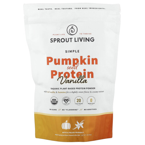 Sprout Living, Simple Pumpkin Seed Πρωτεΐνη, Βανίλια, 1 lb (454 g)