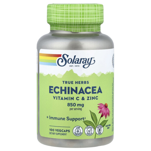 Solaray, True Herbs, Εχινάκεια, Βιταμίνη C & Σιδηρούχο, 100 Βοτάνια Καψούλες