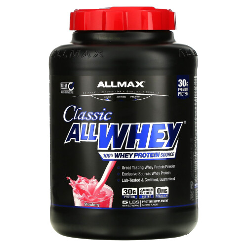 ALLMAX, Classic AllWhey, 100% Proteína de Leite, Morango, 5 lbs (2.27 kg)