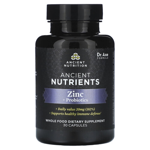 Ancient Nutrition, Zinco + Probióticos, 30 Cápsulas